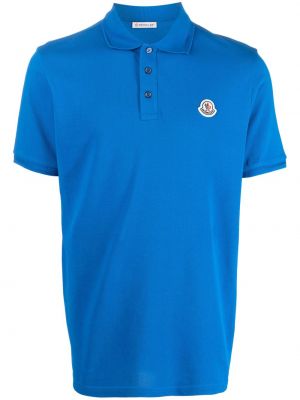 Памучна поло тениска бродирана Moncler синьо
