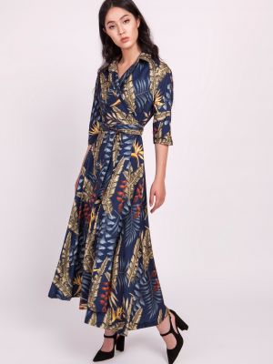 Obleka s cvetličnim vzorcem Lanti modra