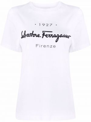 Camiseta con estampado Salvatore Ferragamo blanco