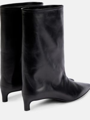 Ankle boots skórzane Jil Sander czarne