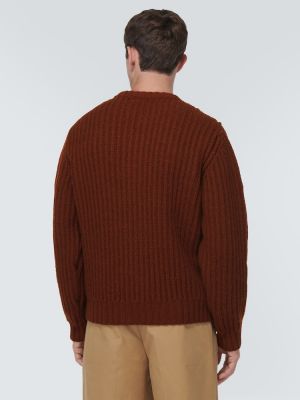 Sweter wełniany Dries Van Noten brązowy