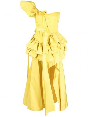 Вечерна рокля с волани Alexander Mcqueen жълто