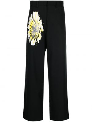 Květinové kalhoty s potiskem Msgm černé