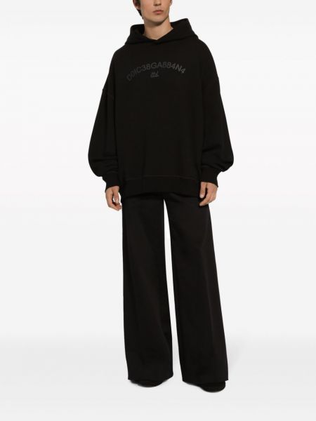 Raštuotas medvilninis džemperis su gobtuvu Dolce & Gabbana juoda