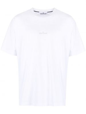 T-shirt en coton à imprimé Stone Island blanc