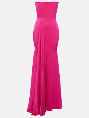 Атласное платье с драпировкой из крепа Alex Perry розовое