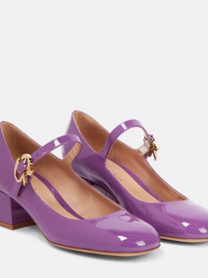 Pantofi cu toc din piele de lac Gianvito Rossi violet