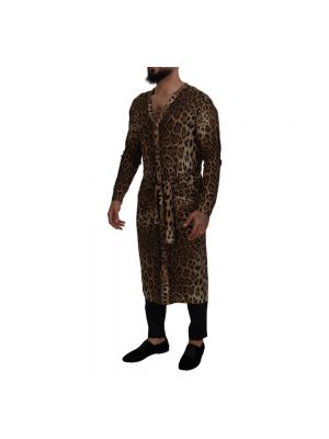 Cárdigan de lana leopardo Dolce & Gabbana marrón