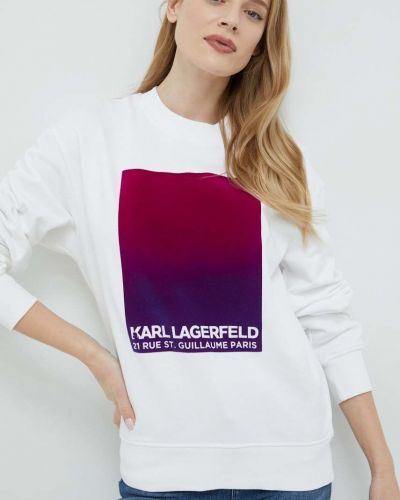 Памучен суитчър с апликация Karl Lagerfeld бяло