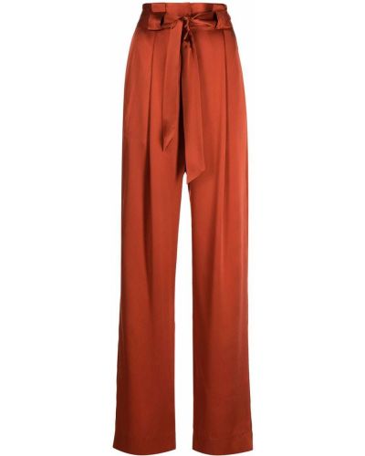 Plisirane svilene hlače Michelle Mason rdeča