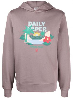 Pamučna hoodie s kapuljačom s printom Daily Paper siva