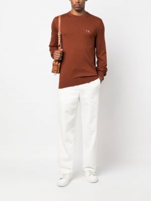 Medvilninis siuvinėtas džemperis A.p.c. ruda