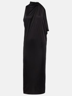 Szatén midi ruha Versace fekete