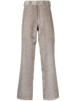 Ravne hlače iz rebrastega žameta Giorgio Armani siva