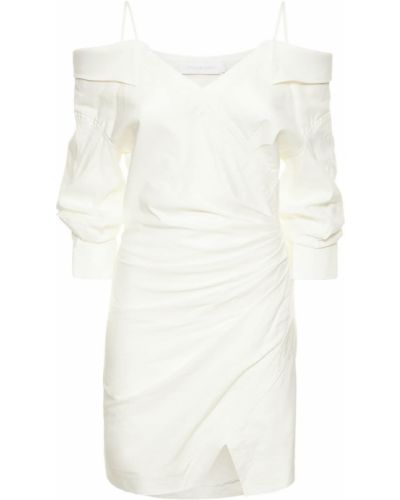 От вискоза ленена мини рокля с драперии Jonathan Simkhai бяло