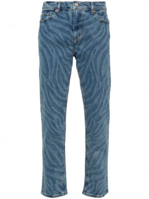 Straight fit džíny se zebřím vzorem Ps Paul Smith modré