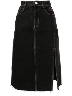 Джинсовая юбка с вышивкой Tout A Coup, черный