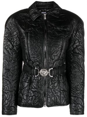 Czarna pikowana kurtka bomber Versace