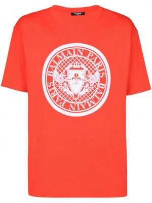 T-shirt aus baumwoll Balmain rot