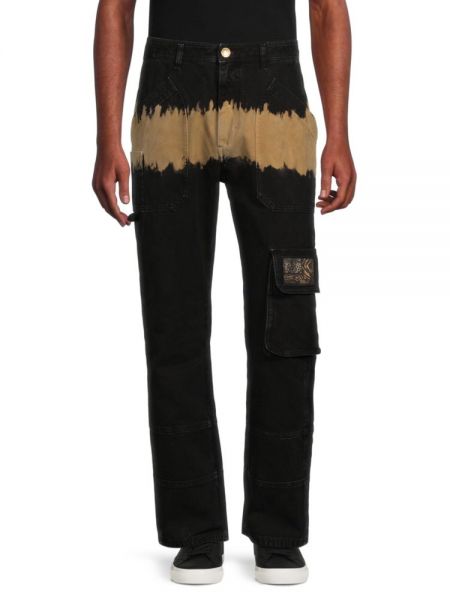 Черные джинсы с высокой талией с потертостями Roberto Cavalli