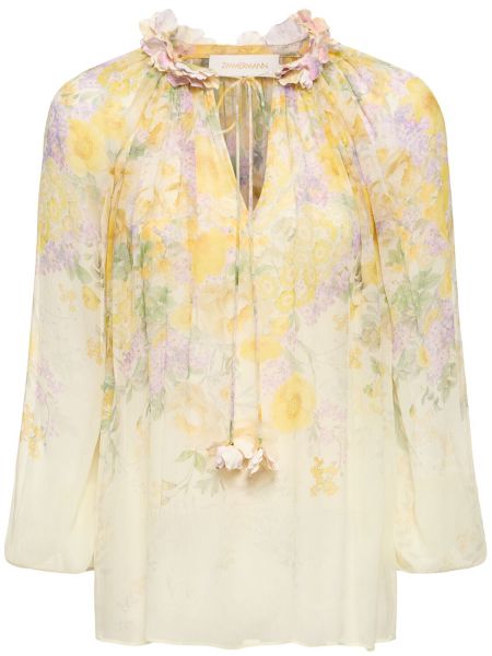 Bluza iz viskoze s cvetličnim vzorcem Zimmermann bela
