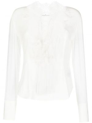 Ruffle silke snøring bluse Ermanno Scervino hvit