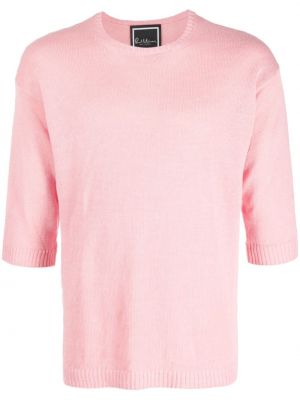Pleteni laneni džemper Paul Memoir ružičasta