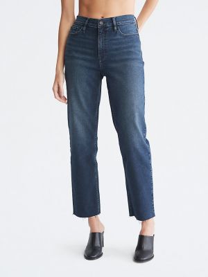 Прямые джинсы с высокой талией Calvin Klein голубые