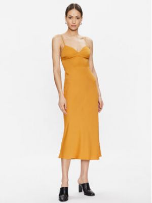 Slim fit koktejlové šaty Calvin Klein oranžové