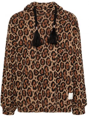 Hoodie s kapuljačom s printom s leopard uzorkom Emporio Armani smeđa
