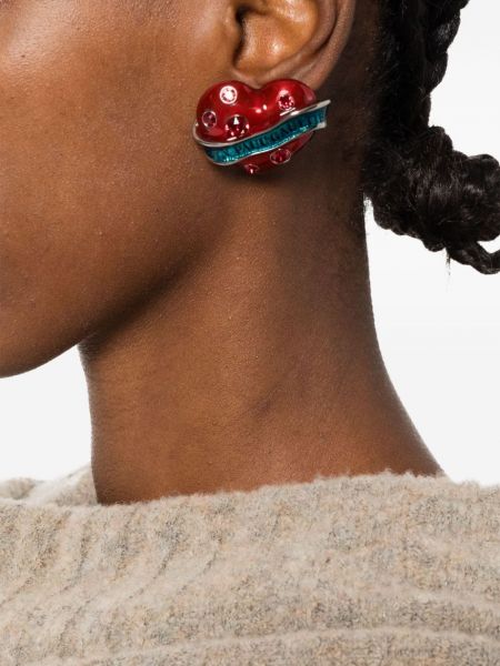 Boucles d'oreilles de motif coeur Jean Paul Gaultier argenté