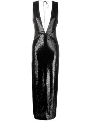Flitrované dlouhé šaty Rev čierna