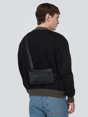 Kožená taška přes rameno Loewe černá