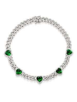 Naszyjnik z kryształkami w serca Nialaya zielony