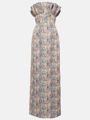 Květinové lněné dlouhé šaty Markarian