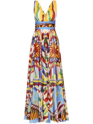 Копринена макси рокля с принт Dolce & Gabbana