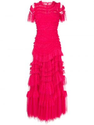 Βραδινό φόρεμα με βολάν Needle & Thread ροζ