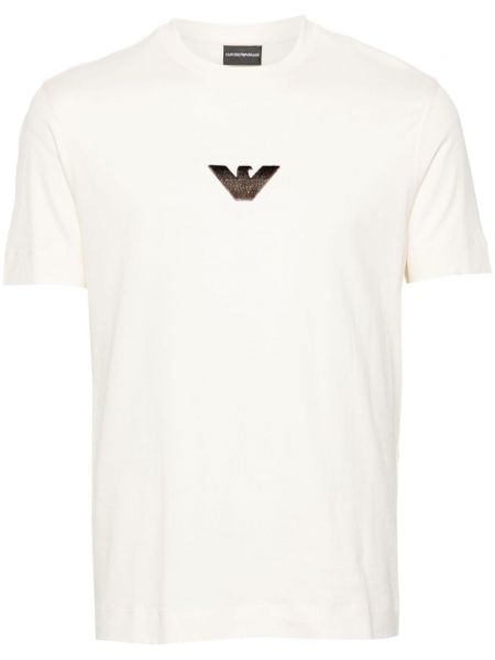 Βαμβακερή μπλούζα Emporio Armani λευκό
