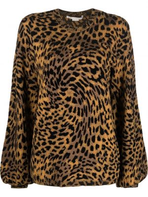 Pletený sveter s potlačou s leopardím vzorom Stella Mccartney