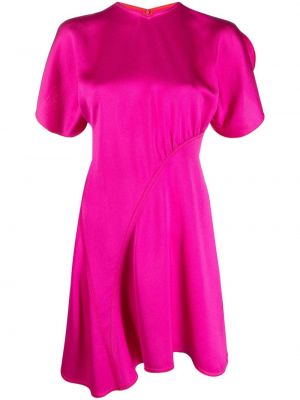 Сатенена коктейлна рокля Victoria Beckham розово