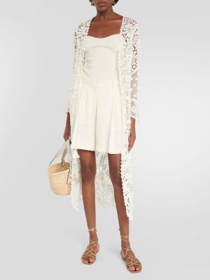 Vestido largo de algodón de flores de encaje Polo Ralph Lauren blanco