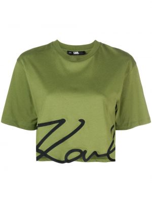 Pamut póló nyomtatás Karl Lagerfeld zöld