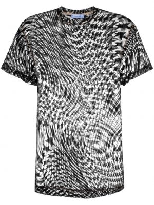 Със звездички мрежеста тениска с принт Mugler черно