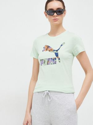 Koszulka bawełniana Puma zielona