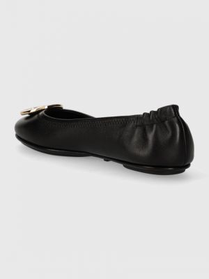 Bőr balerina cipők Tory Burch fekete