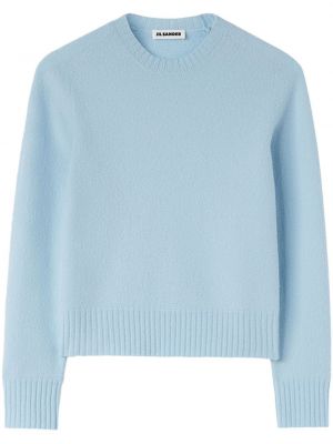 Vlnený sveter s okrúhlym výstrihom Jil Sander modrá