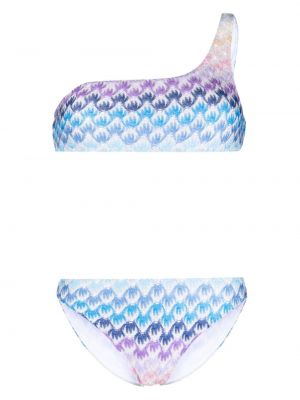 Asimetriškas siuvinėtas bikinis Missoni mėlyna