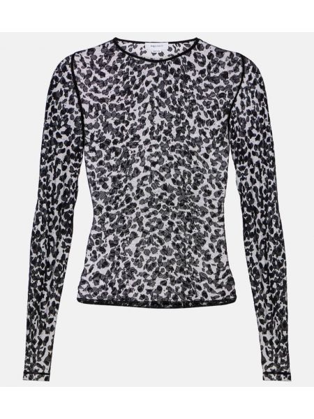 Mesh leopard trykt lang top Alexander Mcqueen sort