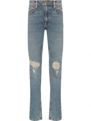 Slim fit distressed skinny jeans Nudie Jeans blau