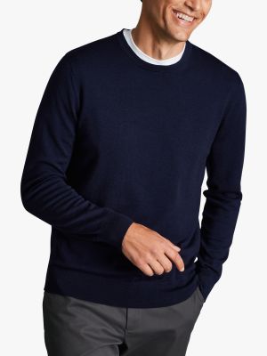 Шерстяной свитер из шерсти мериноса с круглым вырезом Charles Tyrwhitt синий